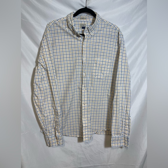J. Crew Men's Checkered Shirt in Blue and Cream - Picture 1 of 7
